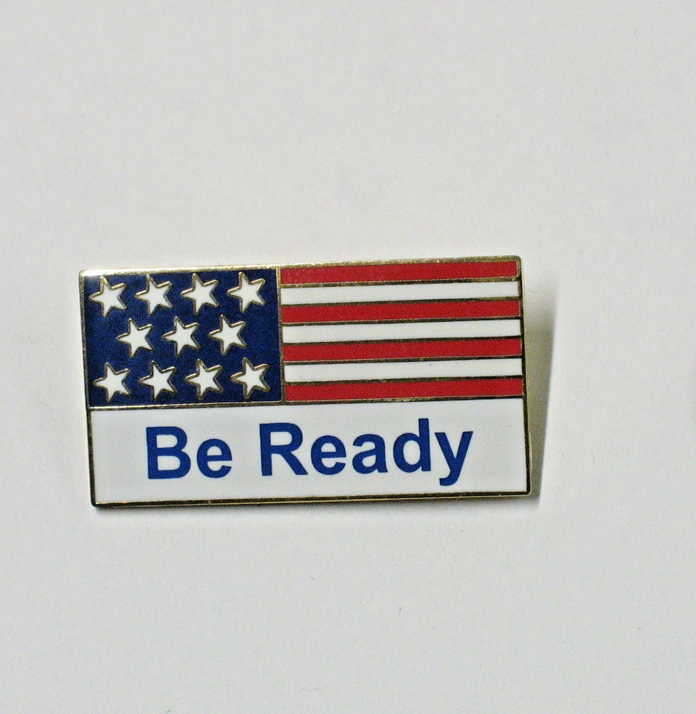 Be Ready American Flag Lapel Hat Pinback