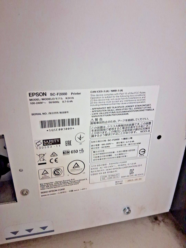 Epson SureColor F2000 Direct To Garment Printer - Needs Print head Replacement