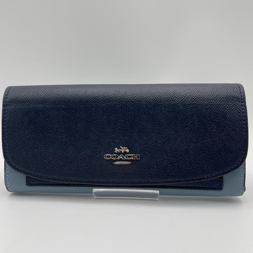 Authentic Coach Leather Long Wallet, Blue