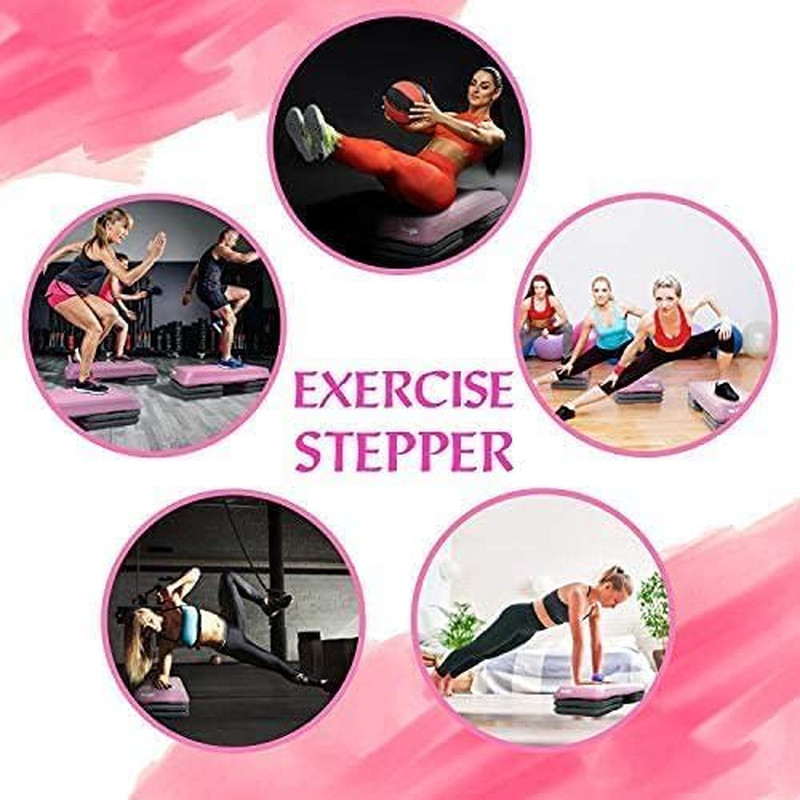 Aerobic Exercise Step Platform, Exercise Stepper with Risers for Cardio and Stre