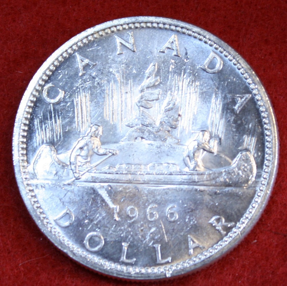 1966 Canada Dollar 80% Silver Coin CAD52
