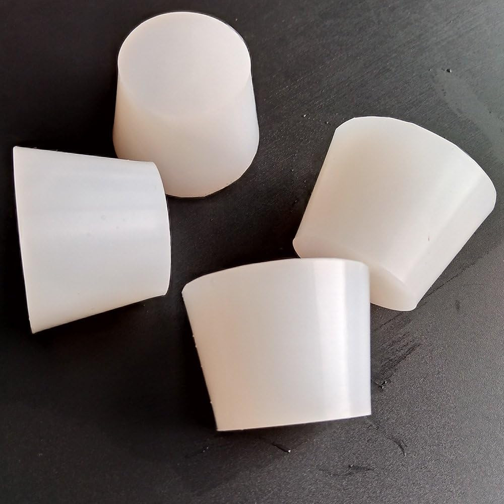 White Tapered Shaped Solid Silicon Rubber Stopper Lab Stopper 8# Size 3 Pcs