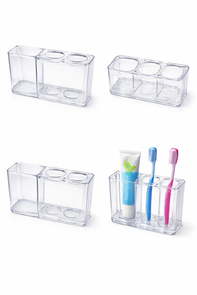 Clear Acrylic Toothbrush & Toothpaste Holder Bathroom Organizer