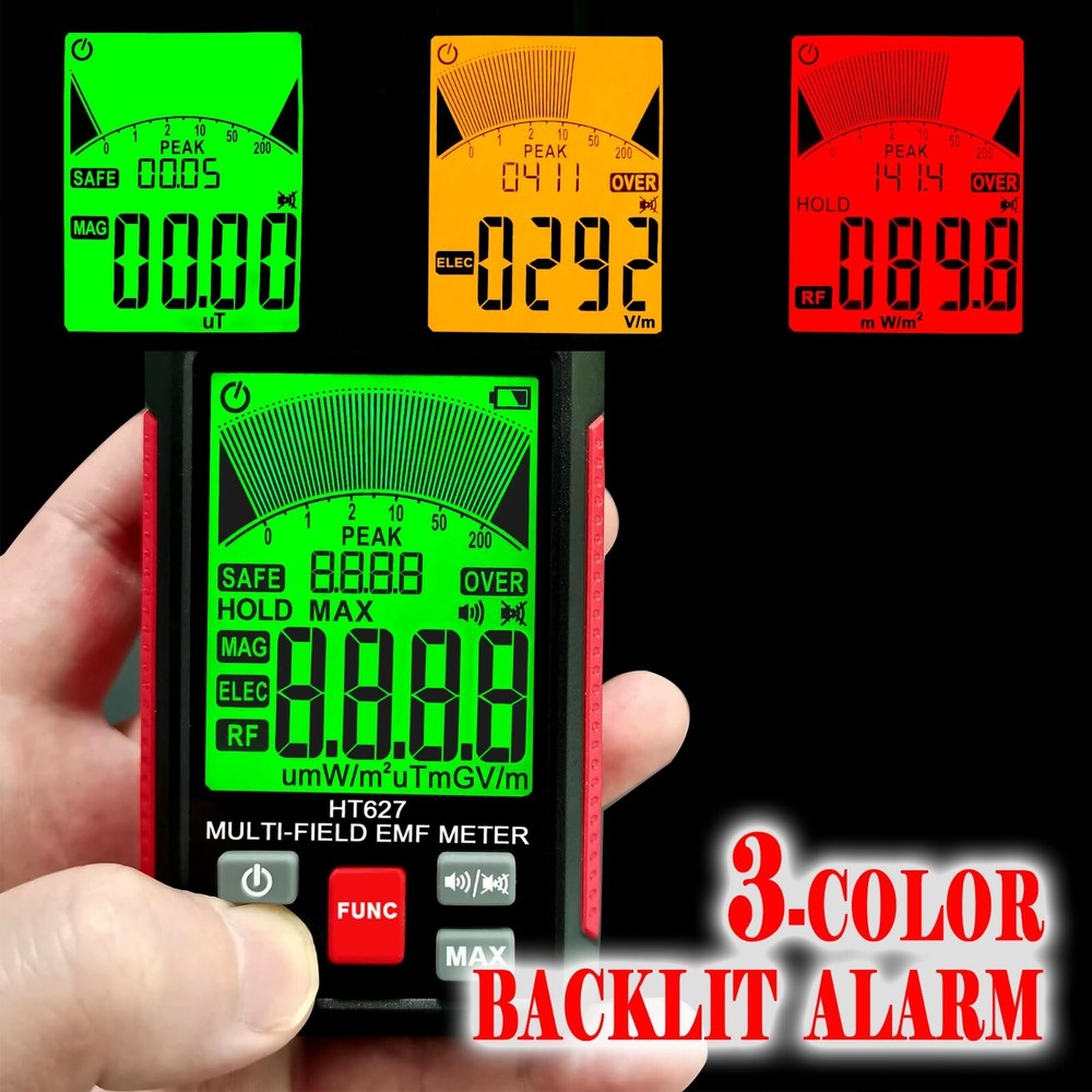 3 in 1 EMF Detector, High Precision EMF Meter, RF EF MF EMF Reader, Home Office