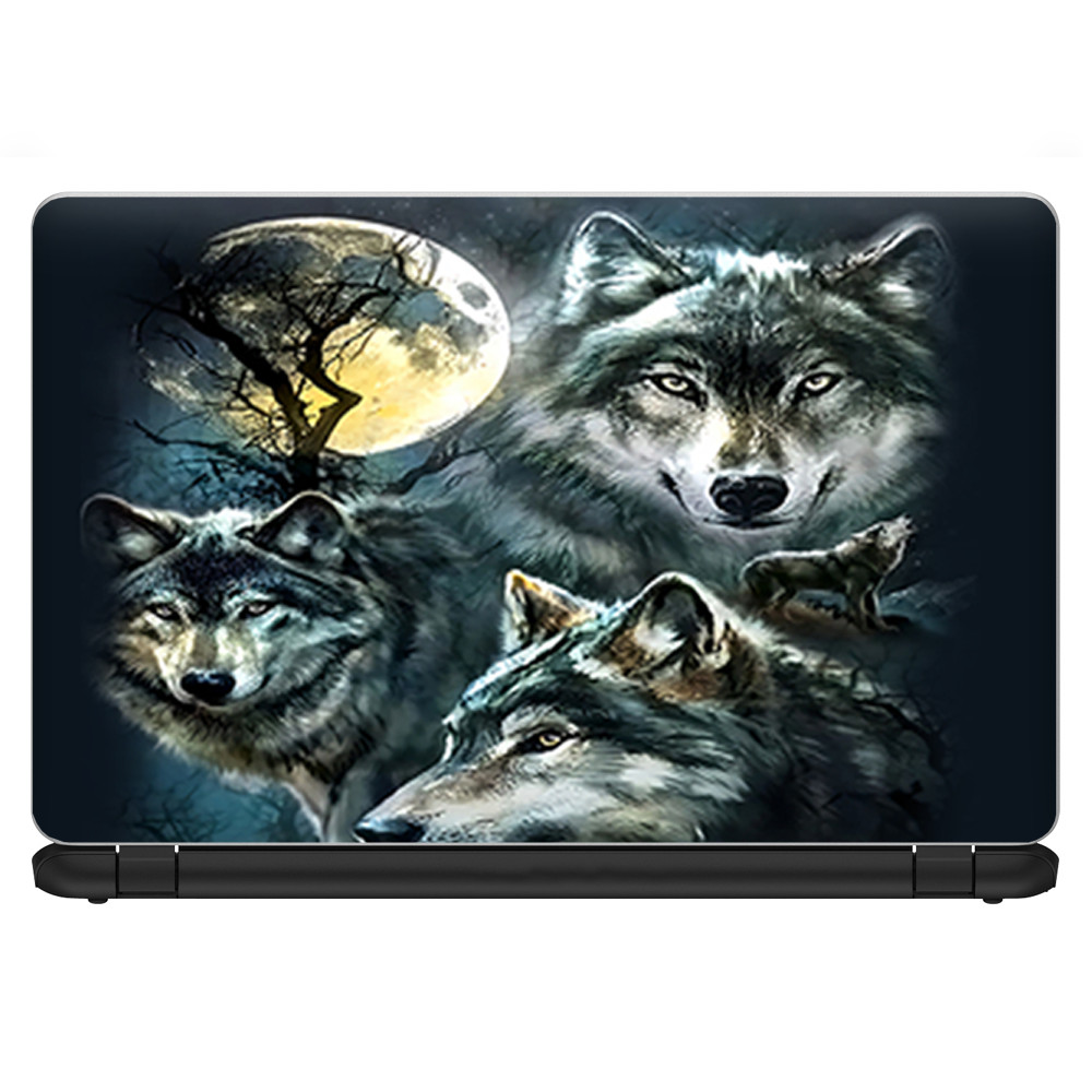 Universal Laptop Skins wrap for 15" - 3 Wolves Moonlight