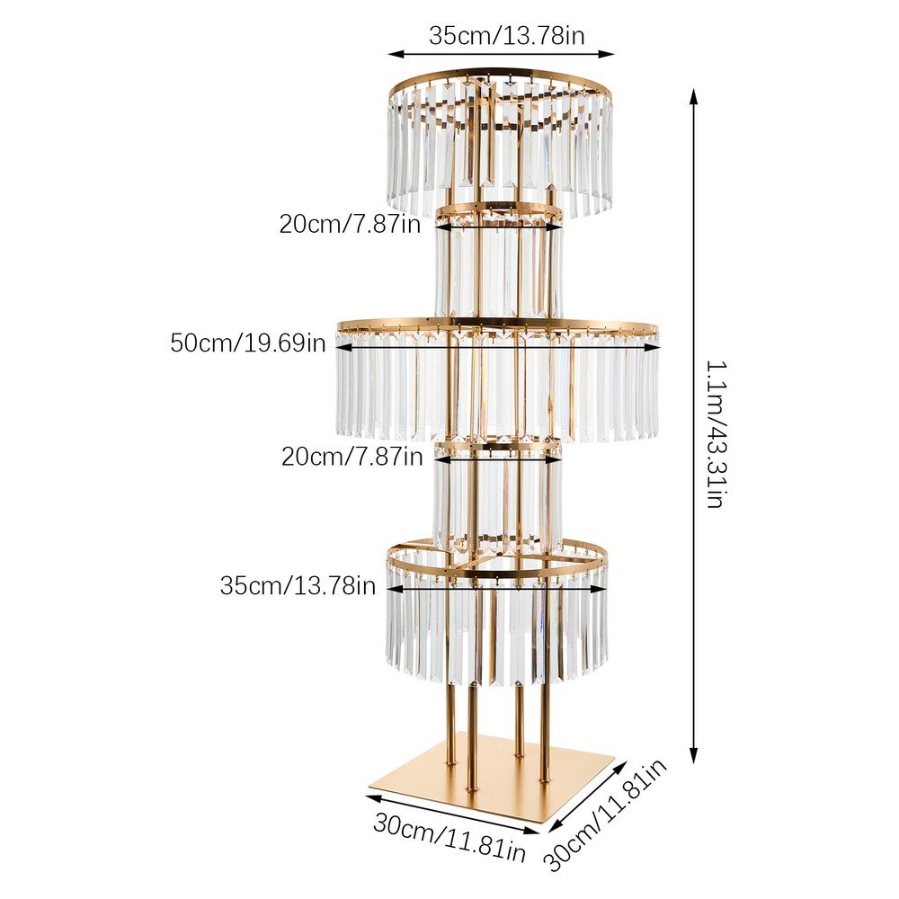 Five-Tier Crystal Flower Stand - Modern Electroplated Iron Display Rack US
