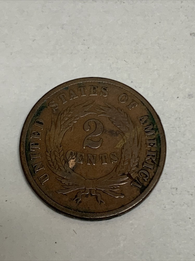 1865 Copper Philadelphia Mint Two Cent Coin