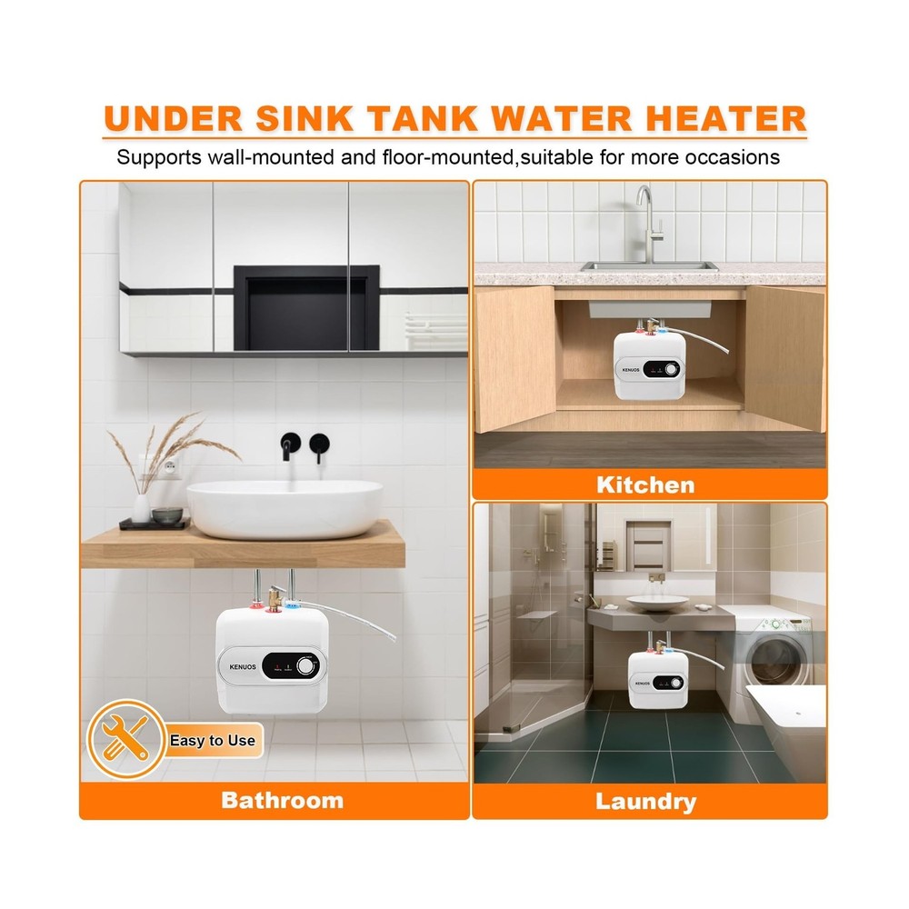 4 Gallon Water Heater Under Sink Instant Hot Water Heaters 1500W 110V 120V Mi...