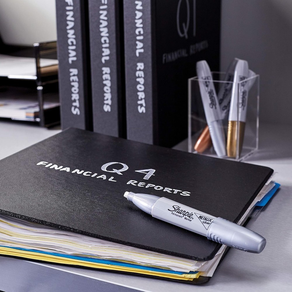 Chisel Tip Metallic Permanent Markers - 3 Pack, Versatile for All Projects