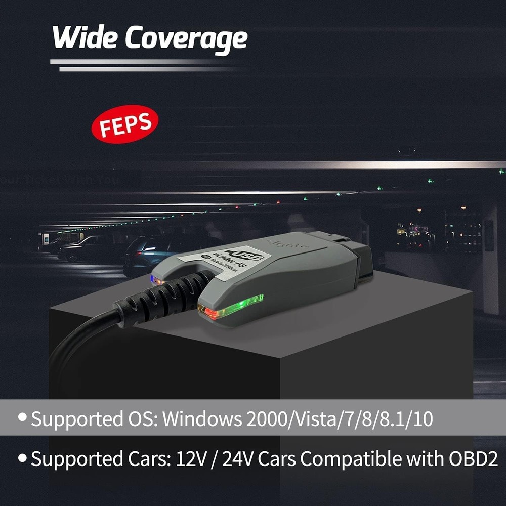 Vgate vLinker FS OBD2 USB Adapter for FORS-can HS/MS-CAN Auto Switch M, Black