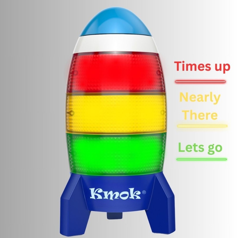 Rocket Countdown Timer for Kids – 24H Visual Alarm with Lights & Memory