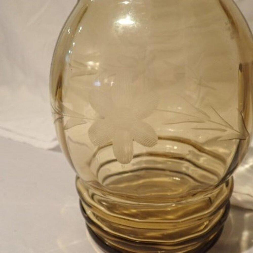 Amber cornflower pattern glass picture
