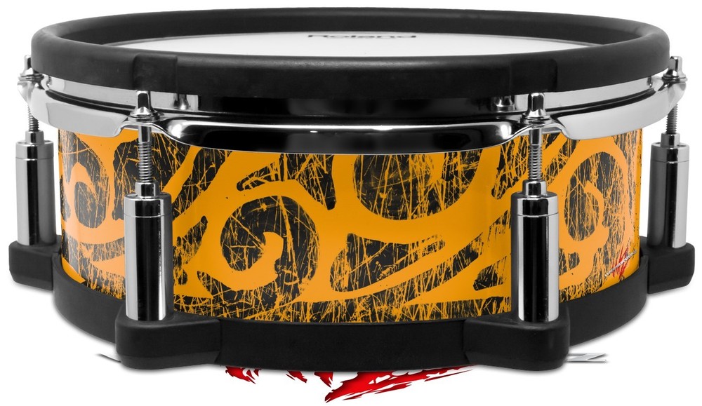 Skin Drum Shell Wrap for Roland PD108 Folder Doodles Orange