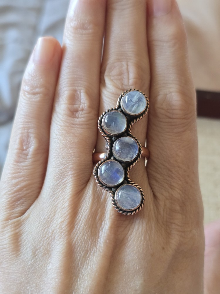 Moonstone Crawler Ring In Copper