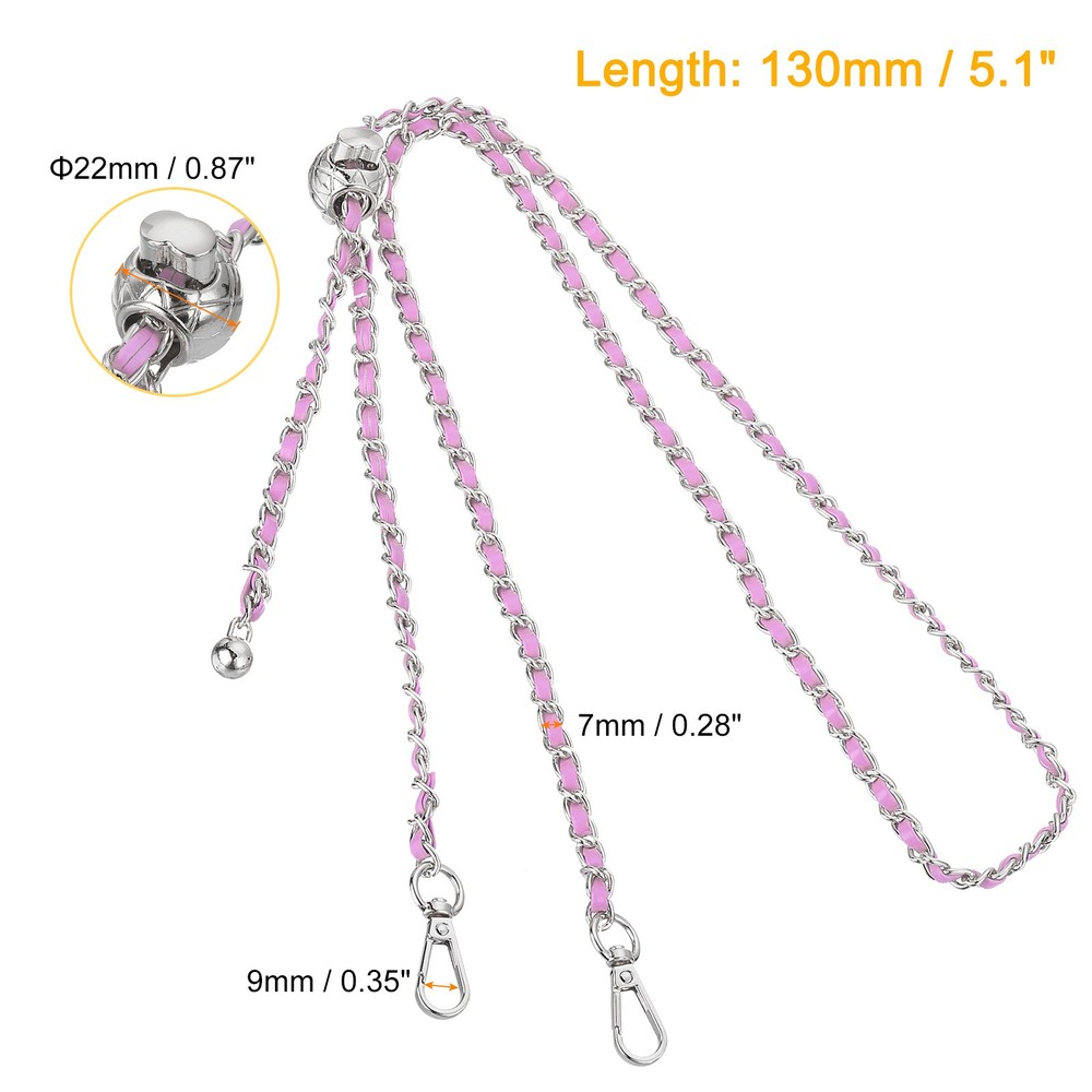 Purse Chain Strap, 51 Inch Adjustable Chains Strap Purple/Silver