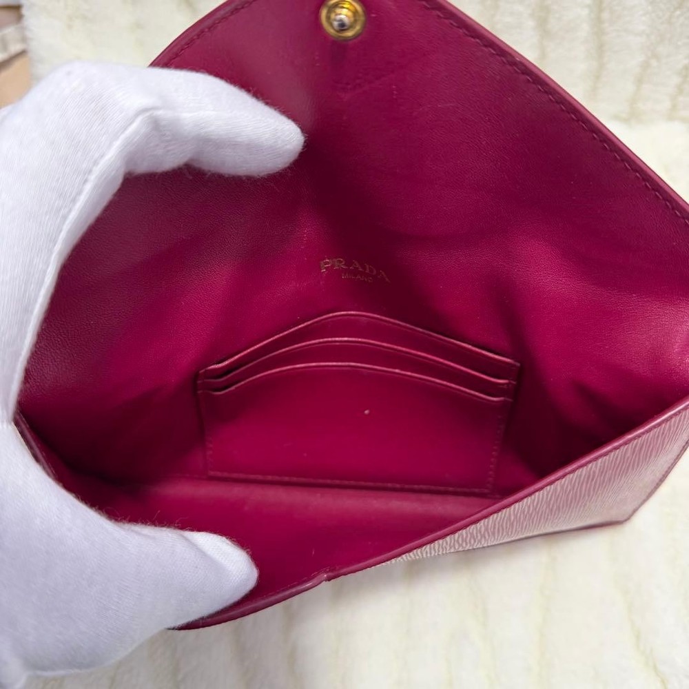 PRADA Pink Solid Folding Wallet for Women excellent gift