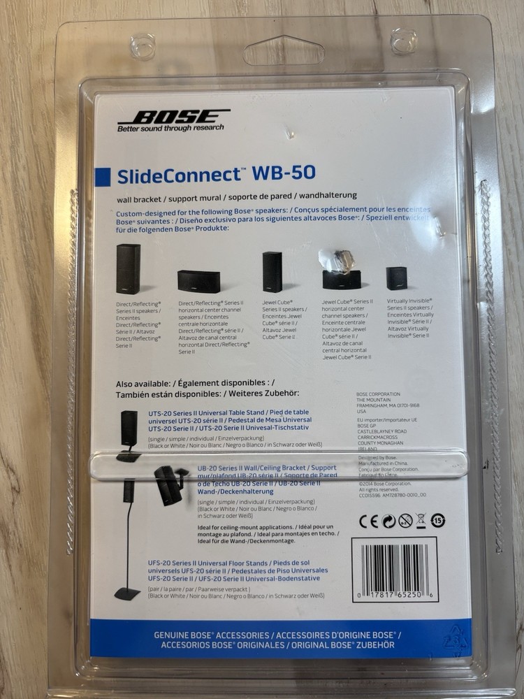 BOSE Slide Connect WB-50 Speaker Wall Mount Bracket Black NIB