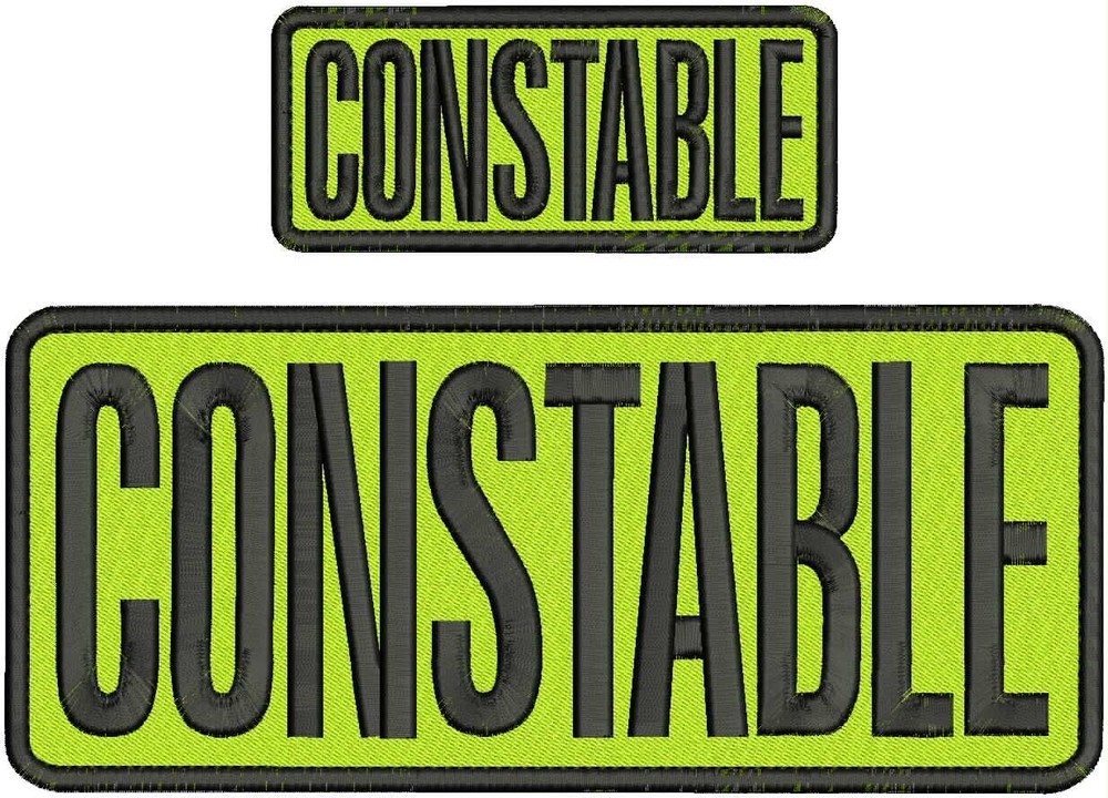 CONSTABLE EMBROIDERY PATCH 4X10 AND 2X5 HOOK ON BACK  ON BLACK