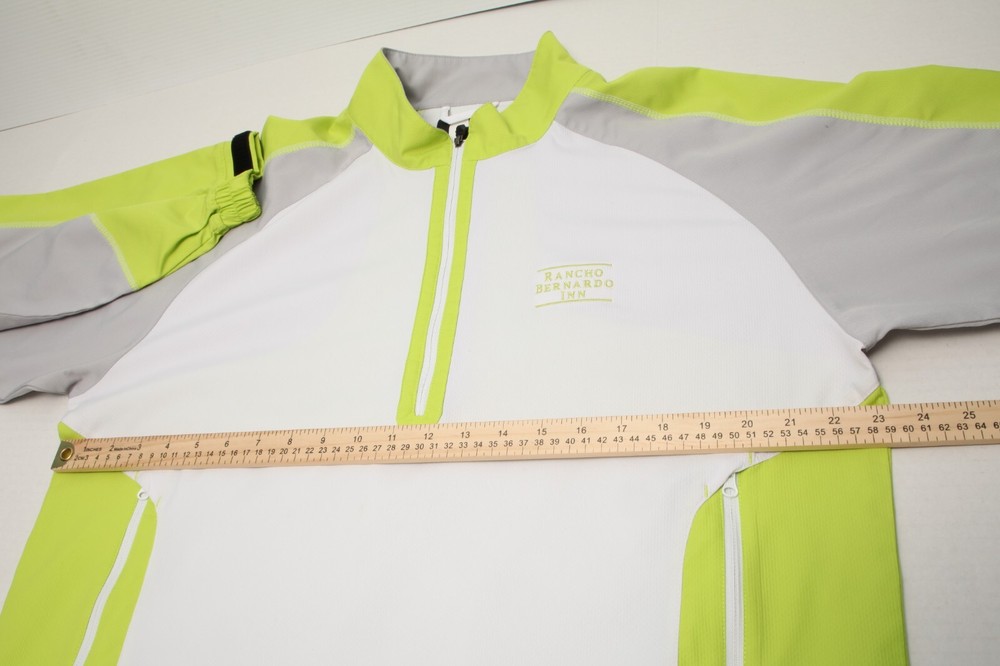 FootJoy Wind Shirt Men Medium White Yellow Gray Pullover 1/2 Zip Rancho Bernardo