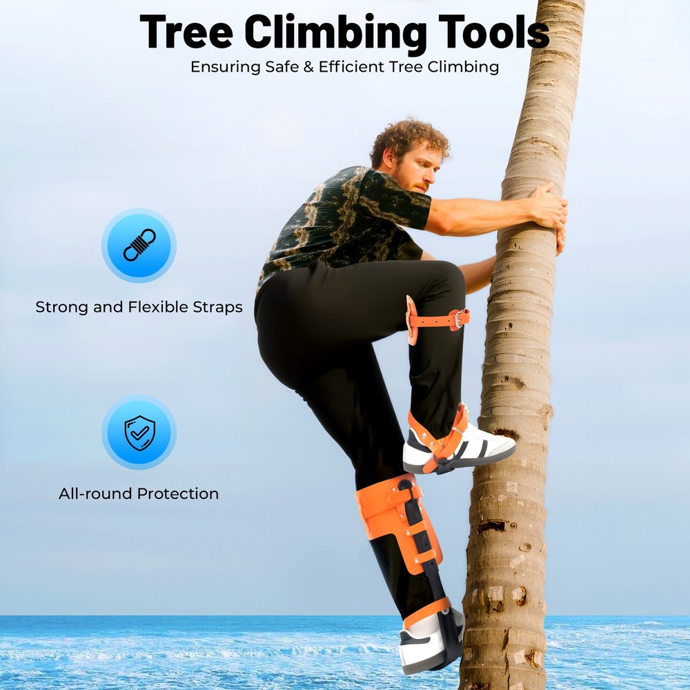 Tree Pole Climbing Spikes Pads Adjustable Climbing Hunting Climber Strap Spike