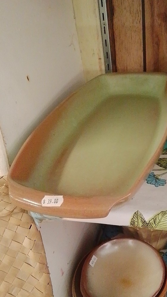 Frankoma 5 qt Ceramic Rectangular Baking Dish Beige Brown Model 5Q