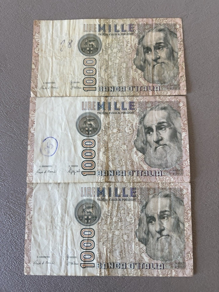Italy 1000 Lire 1982 3 Pc Lot.