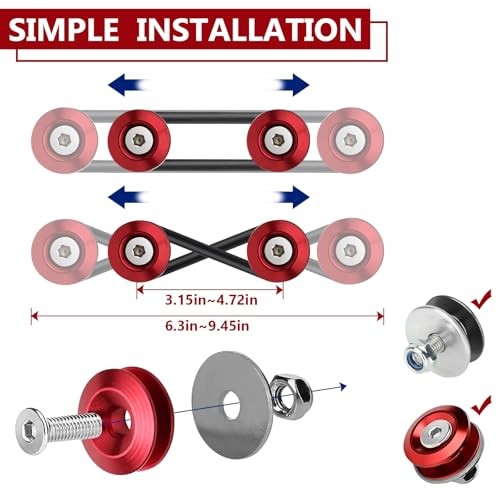 Universal Bumper Clips, Front Rear Bumper Quick Release Kit, Bumper 2set Red