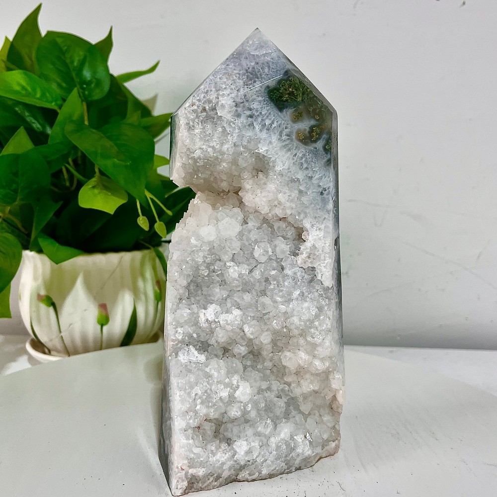 3.54LB Water grass agate wide column obelisk sample column