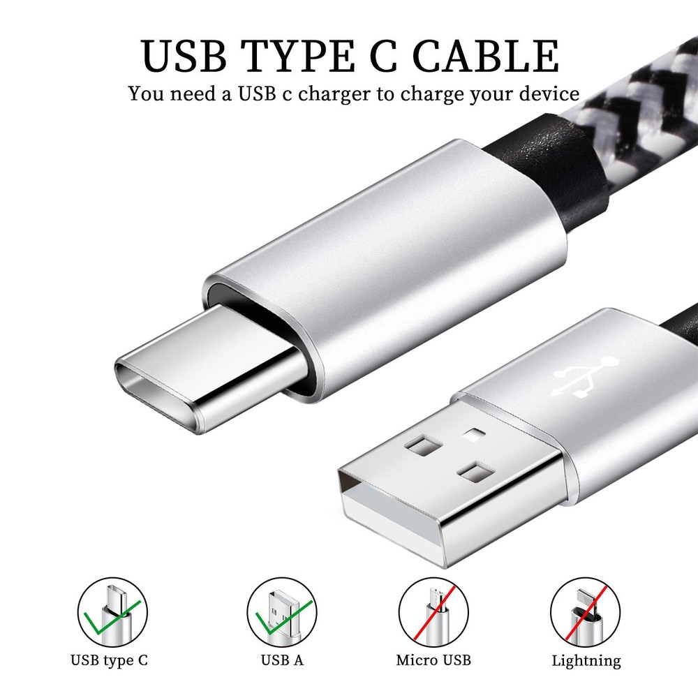 USB Type c Cable, 5 Pack (6FT) Nylon Braided C Cables 3A Fast Charging
