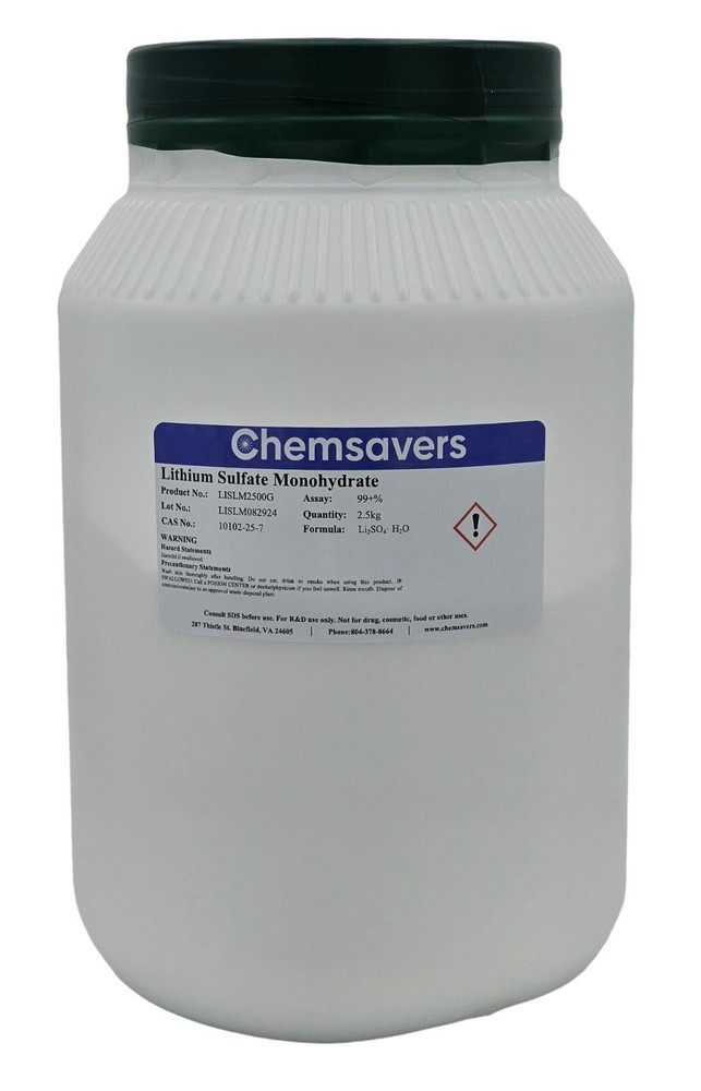 Lithium Sulfate Monohydrate, 99+%, 2.5kg