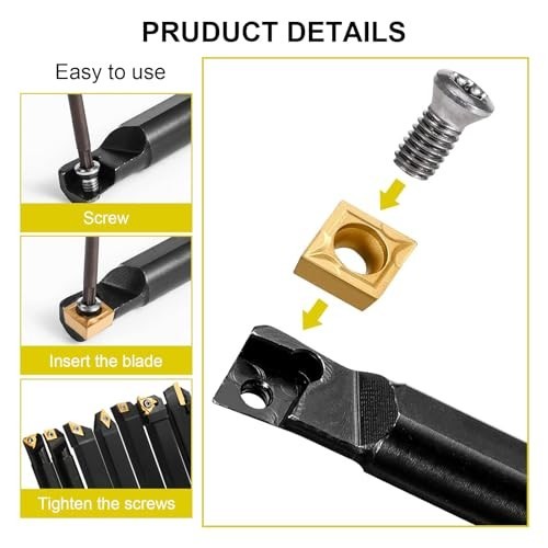21PCS Indexable Lathe Tool Kit - 1/2" Shank Turning Holders & Carbide Inserts