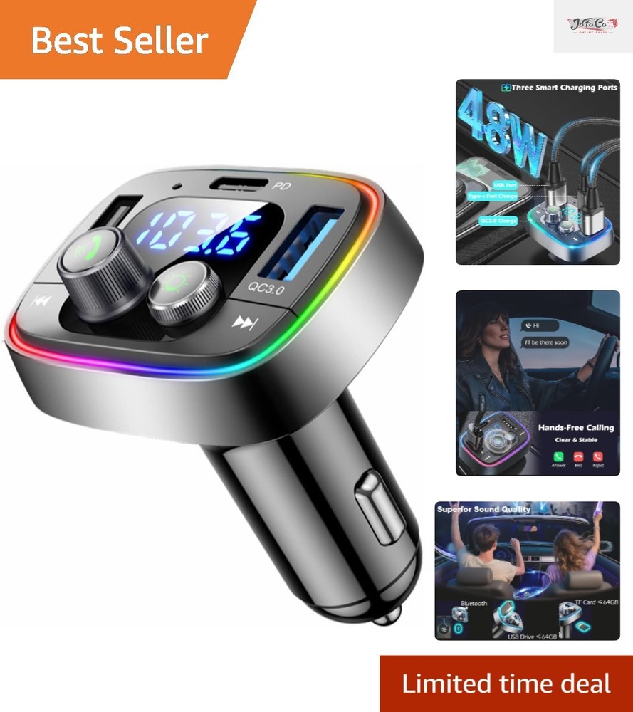 Wireless Bluetooth Car Adapter with 48W Charging & Hands-Free Calling Excellence