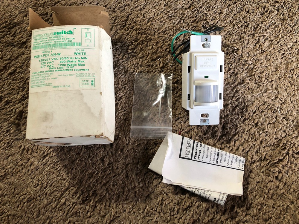 SENSOR SWITCH WSD-PDT-VN-W  OCCUPANCY SENSOR PASSIVE DUAL TECHNOLOGY 120, WHITE