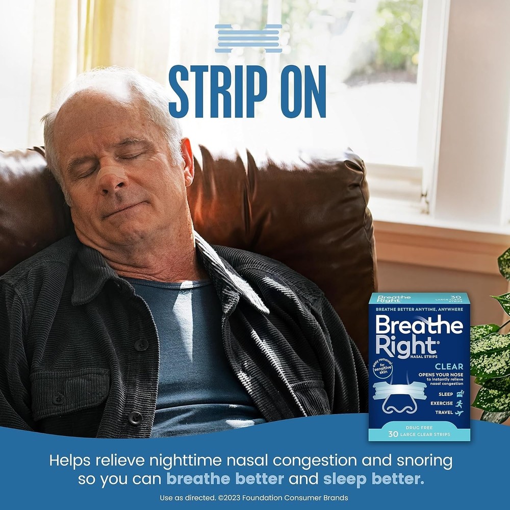 Breathe Right Nasal Strips Clear - Large | 30 Ct
