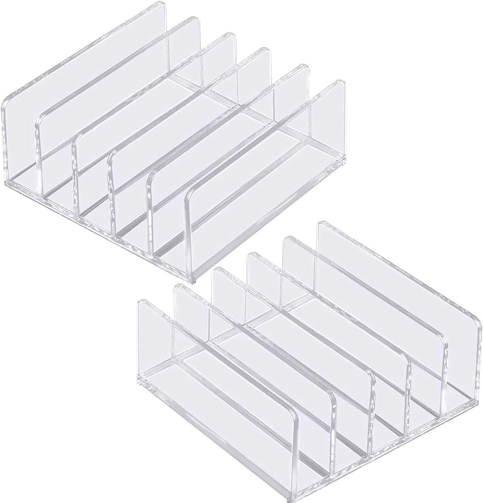 Acrylic Mail Organizer for Sorting Mail, Business Card 2Pack, 5 Slots Mail Holde