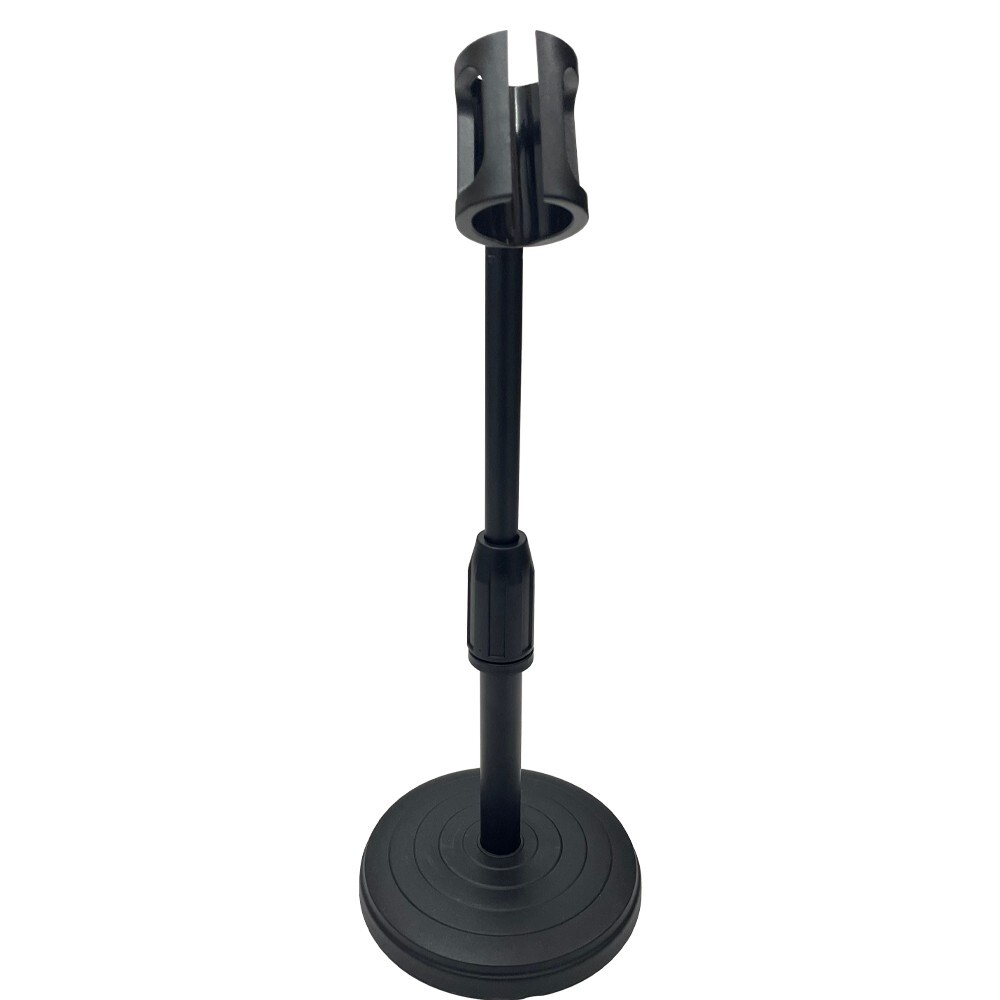 Adjustable Desktop Microphone Lifting Stand Mini Round Base with Mic Clip