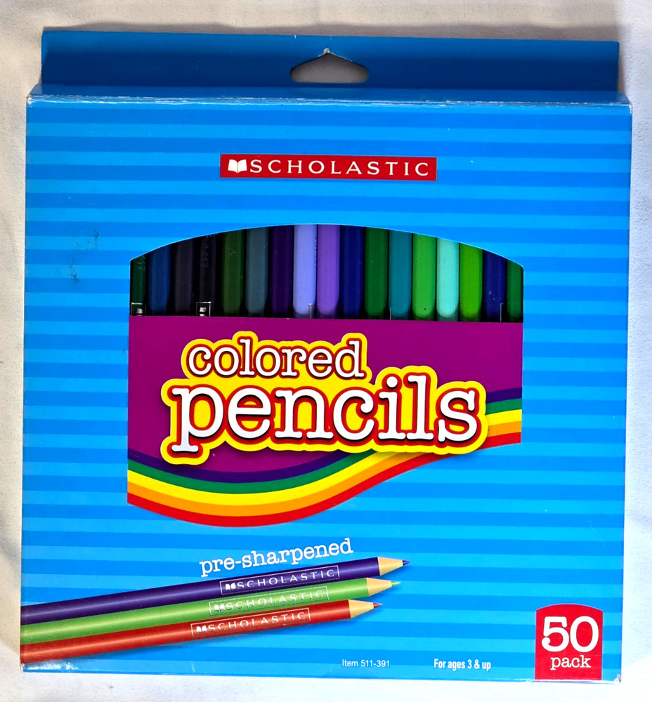 SCHOLASTIC Colored Pencils 50ct - Pre-sharpened - PRE-OWNED