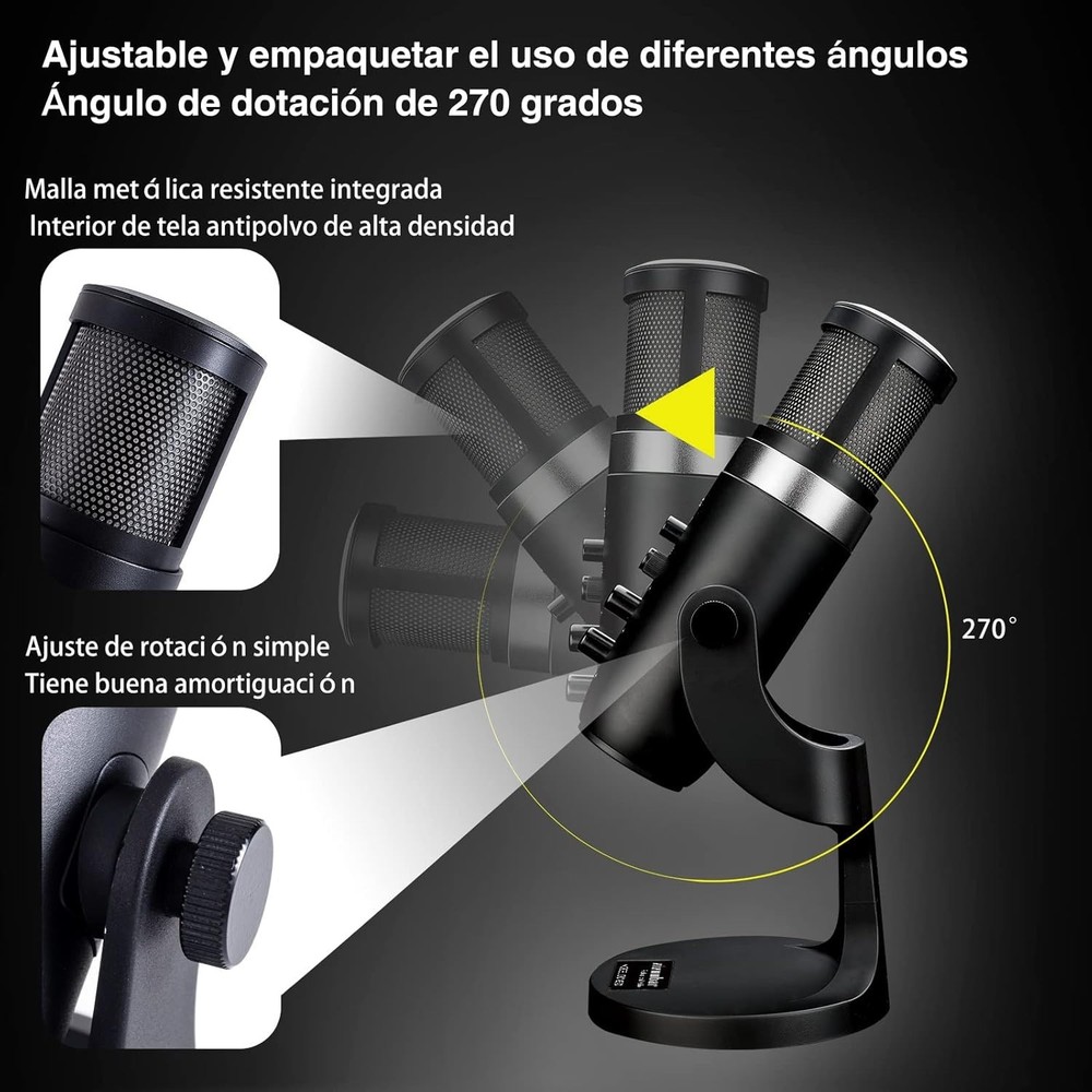 ZiZuuBar USB Microphone Desktop, Podcast Microphone, PC Gaming Mic