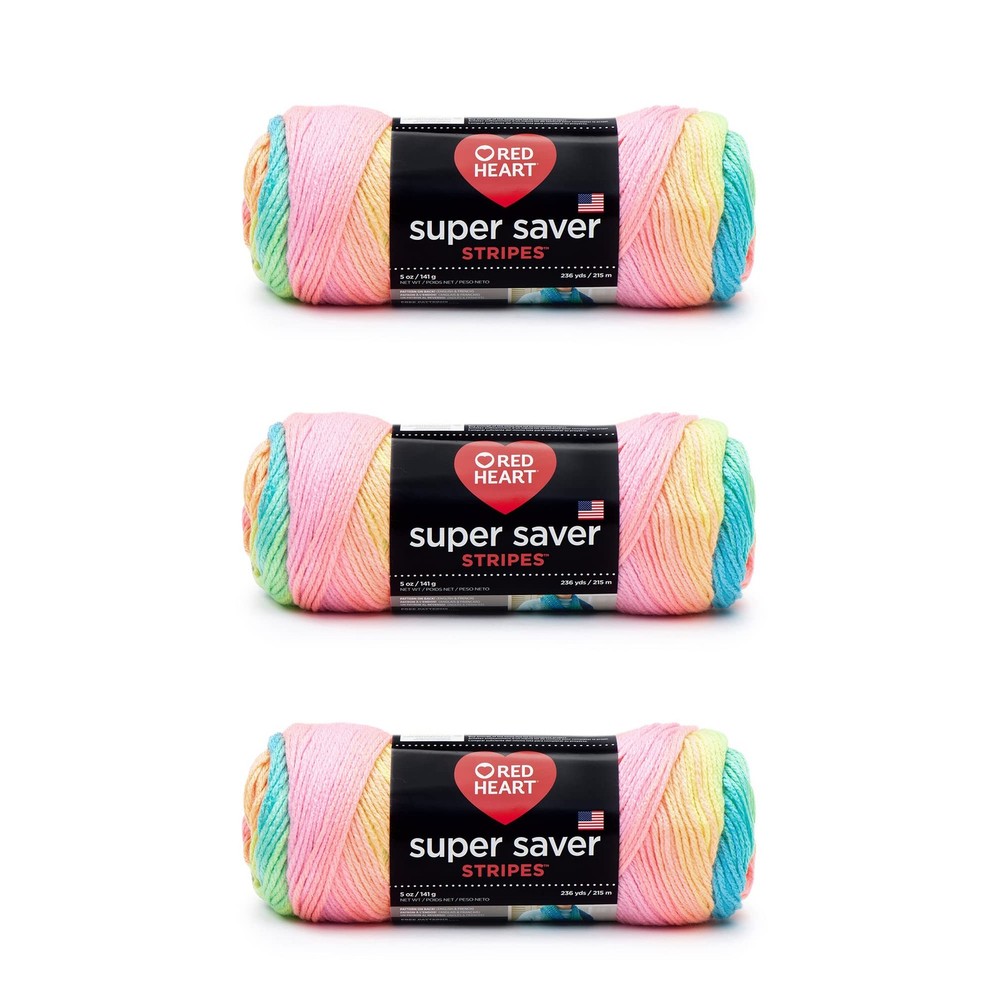 Super Saver Yarn, 3 Pack, Retro Stripe 3 Count