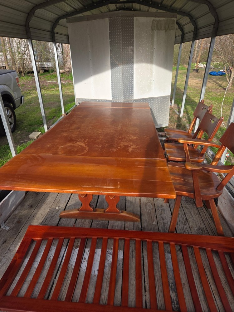 Cushman Colonial Dining Table Set with Chairs & Bench, Medium Wood, Brown