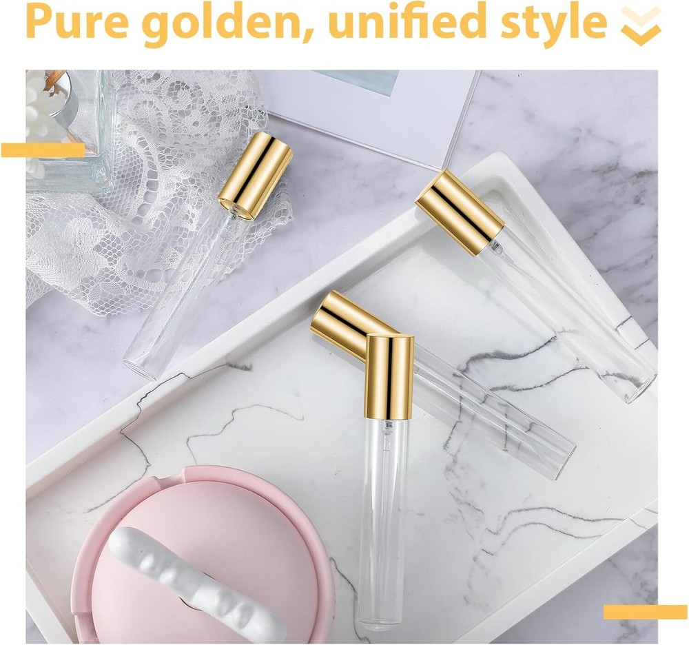 Yinder 25 Pcs Travel Perfume Atomizer Bottle Refillable 15 ml, Gold
