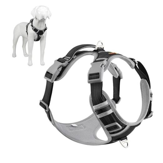 No Pull Dog Harness, Release at Neck, Reflective Adjustable Dog Medium Black