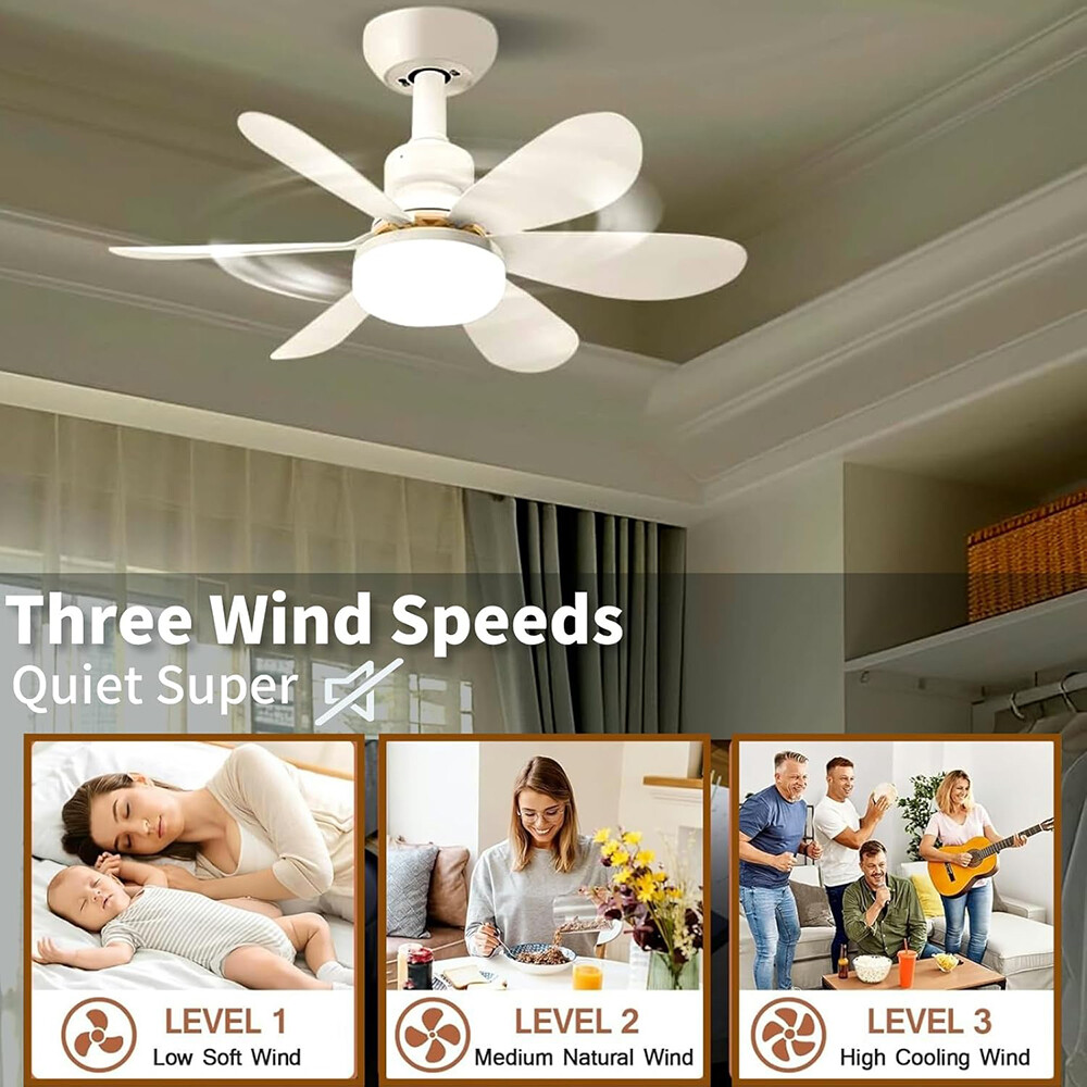 Socket Ceiling Fans with Lights and Remote- Socket Fan light with Dimmable Led