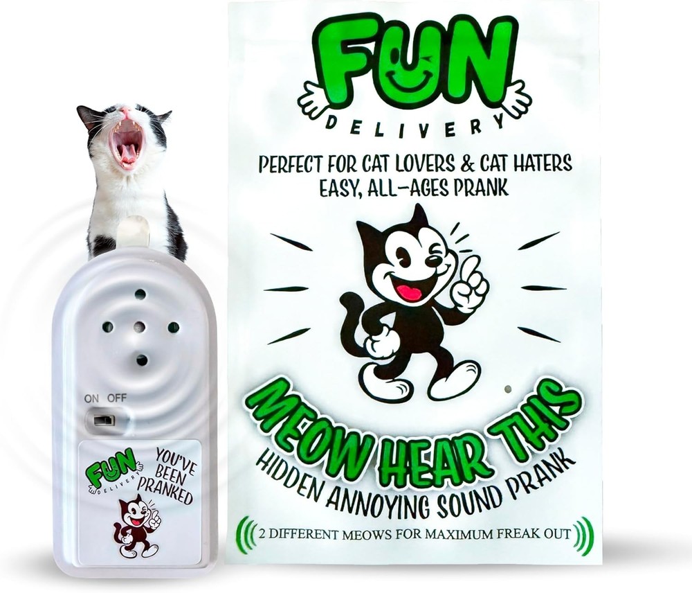 Compact Meowing Cat Prank Device - Randomized Sounds for Endless Laughter