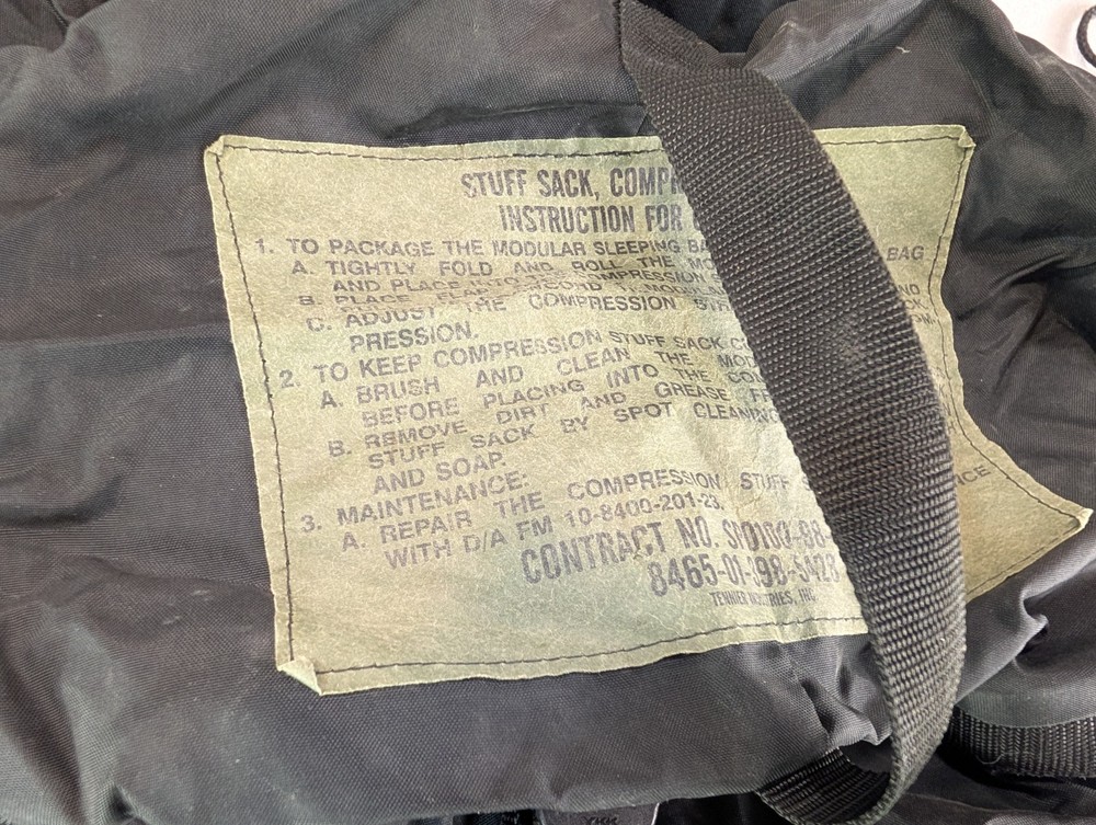 US Military Sleep System Compression Bag 9 Strap Stuff Sack Black MSS Bag Sleep