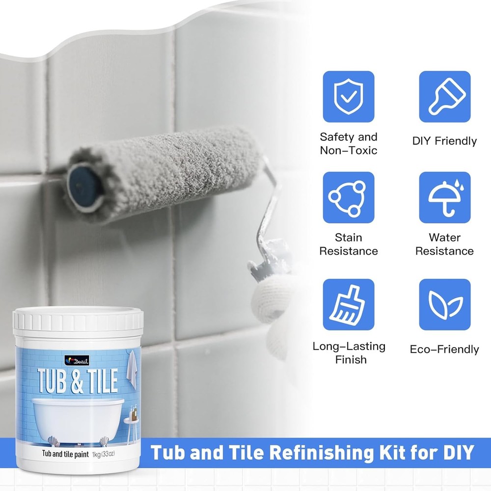 Bathtub Tile Paint 16.5 fl oz, water-based formula, low odour