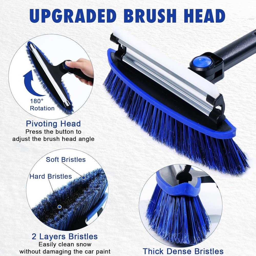 39" Extendable and Ice Scraper, Windshield Window Ice Snow Removal Snow Broom...