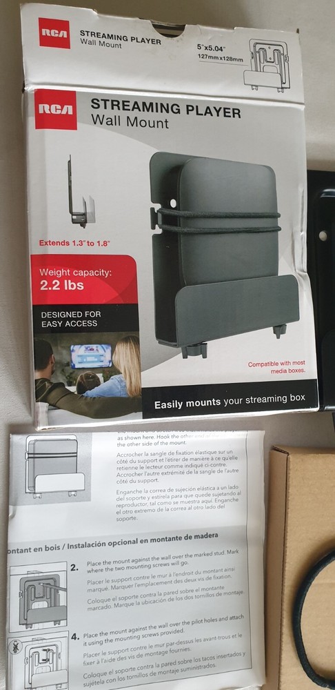 RCA Streaming Player Wall Mount Bracket Adjustable Base for Media Box - Black