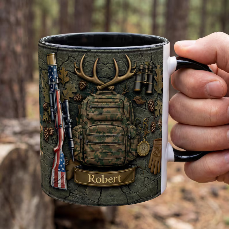 Personalized Name Hunting Mug Custom Hunter Gift Coffee Cup Deer