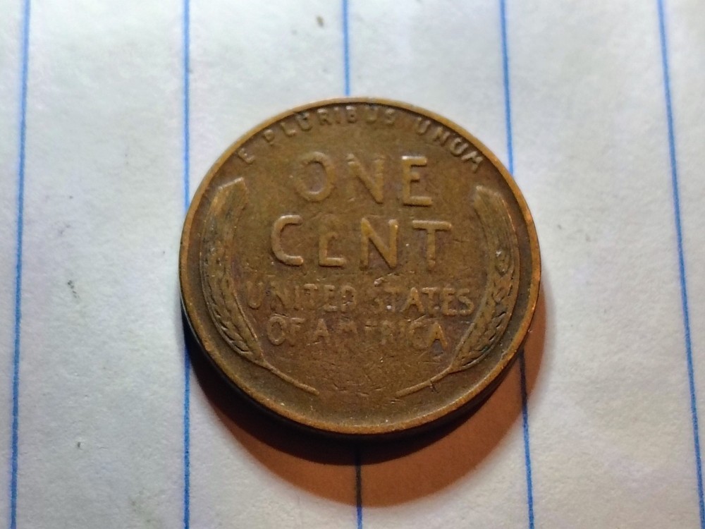 1934 D Wheat Cent Obverse Rim Cut Error
